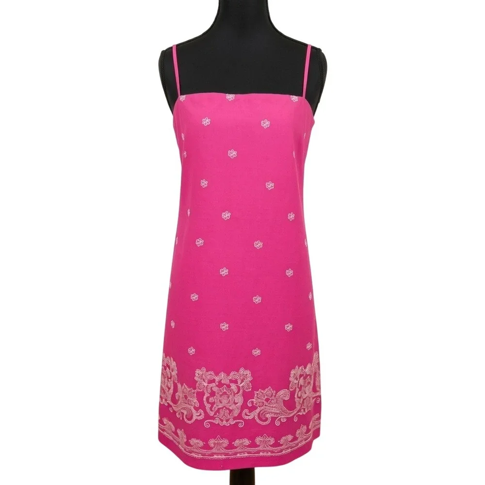 Vintage Ralph Lauren Sun Dress Pink Embroidered Linen-Cotton Boho 17.5 P2P - Picture 2 of 7